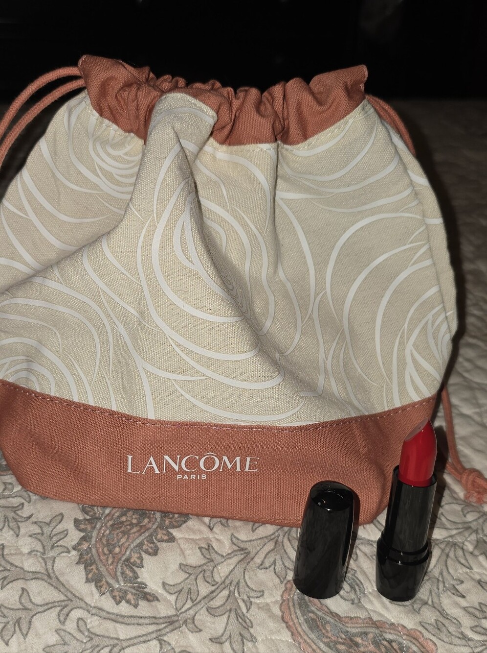 Red stiletto Lancome Red Lipstick in Black Tube-full size